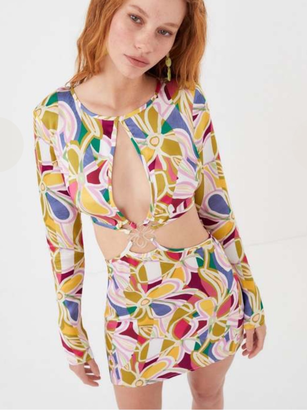 NWTS For Love And Lemons Thora Long Sleeve Cutout Waist Mini Dress Sz Medium